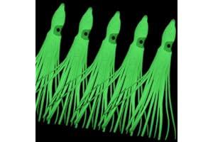 VURYAPI 5 Pezzi Esche da calamaro luminoso Esche artificiali da pesca mare Calamari di sillicone piombati 35g 14cm