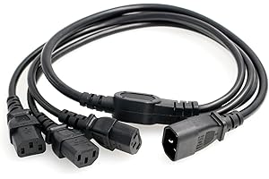 HangTon UPS PDU Computer PC Server Power Splitter Cord IEC320 C14 to 3 x C13 10A 250V Extension Adapter Cable 1m