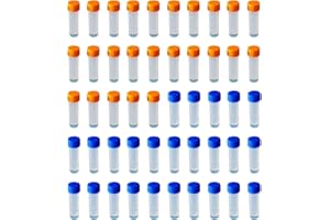 HAXIHA 50 Pezzi 5ml Provetta,con Tappi a Vite,Tubo da Plastica Centrifuga,Provette Graduate,Laboratorio Provette in Plastica per Campioni da campioni Laboratorio (Blu&Arancione)