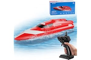 MaxTronic Ferngesteuert Boot, 2.4Ghz 15 Km/h Batterie Boot Ferngesteuert für Kinder, Alarm Bei Schwacher RC-Boot mit 2 Wiederaufladbaren Batterien, Geschenk für Junge Mädchen ab 3 Jahre