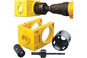 Genikeer Wooden Door Lock Installation Kit | Adjustable Wooden Door Lock Fitting Tool Set | 4 Yellow Door Lock Jig | Door Handle Jig With Door Lock Holes Saw For Installing Deadbolts And Locksets