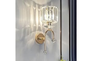 SXTIGER Nowoczesna złota kryształowa lampa ścienna, E14 Kinkiet wewnętrzny, kinkiety do sypialni Nocny korytarz Jadalnia Korytarz Oświetlenie (złoty-A)