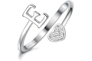 MILACOLATO Anelli Donna Argento 925 Ragazze Anelli Impilabili Con Iniziali a Cuore Placcati In Oro 18K Anelli Con Iniziali Regolabili Per Ragazze Anelli Con Lettere Dell'alfabeto
