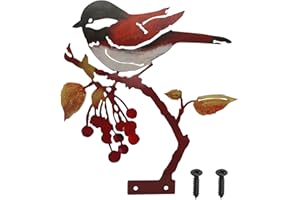 CAINCAY Figurines en métal - Décoration de jardin - Oiseau rouille - Décoration de jardin pour l'extérieur - Décoration d'automne - Oiseaux rouillés avec vis - Statues de jardin pour étang