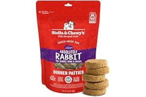 Stella & Chewy's Freeze-Dried Raw Dinner Patties - Absolutely Rabbit Recipe - High Protein Grain-Free Puppy & Dog Food - Perfect For Picky Eaters - 5.5 oz