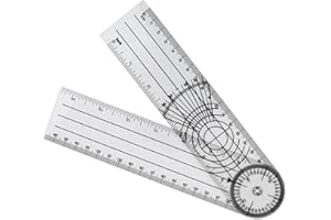 KETTION 1 Stücke Goniometer Physiotherapie PVC Medizinischer Winkelmesser 360° Winkel Transparenter Gelenkmesser 14 Zoll Spinal Lineal Winkellineal für Physiotherapie, Sporttherapie
