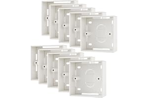 rhinocables 32mm Ethernet Back Box for Faceplates | Surface-Mounted Pattress Wall Box | Fits Single Gang RJ45 Wall Plate for CAT5e & CAT6 Network Sockets | Durable Plastic with Brass Ports (10 Pack)
