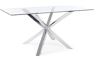 KONTE.DESIGN Tavolo MAY in vetro Rettangolare, gambe incrociate in acciaio, 160 x 90 cm