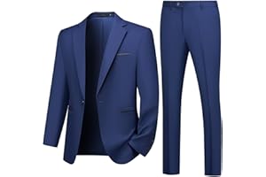 Autsel Traje de Hombre de 2 Piezas Slim Fit Traje Ajustado Traje de Boda de Negocios con Un Botón