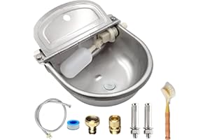 BIUBIUSOT Viehtränke Edelstahl Mit Geflochtenem Schlauch Und Befestigungsbolzen Schwimmer-Tränkebecken FüR TräNkebecken FüR Rinder Schafe Hunde Und Pferde (with Drainage Hole)