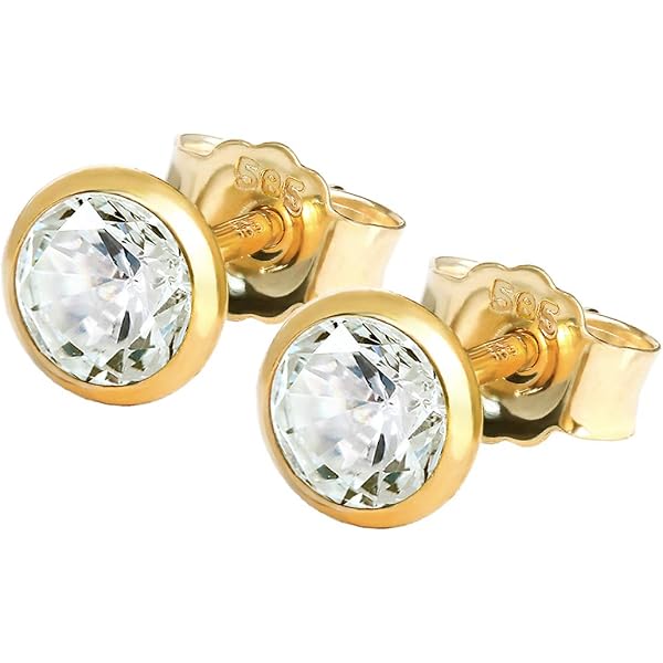 NKlaus Orecchino Singolo Oro Giallo 18kt – Zircone Bianco 3,5mm