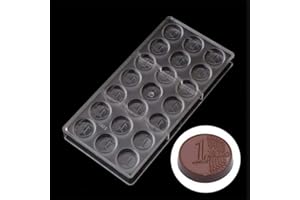 VALINK Moule à chocolat rigide transparent en forme de pièces de monnaie de 1 euro - Outil de pâtisserie - Outil de pâtisserie en polycarbonate