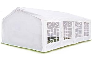 TOOLPORT Tente de réception 5x8 m, Toile de Haute qualité PE 450 N Blanc Construction en Acier galvanisé avec raccordement par vissage