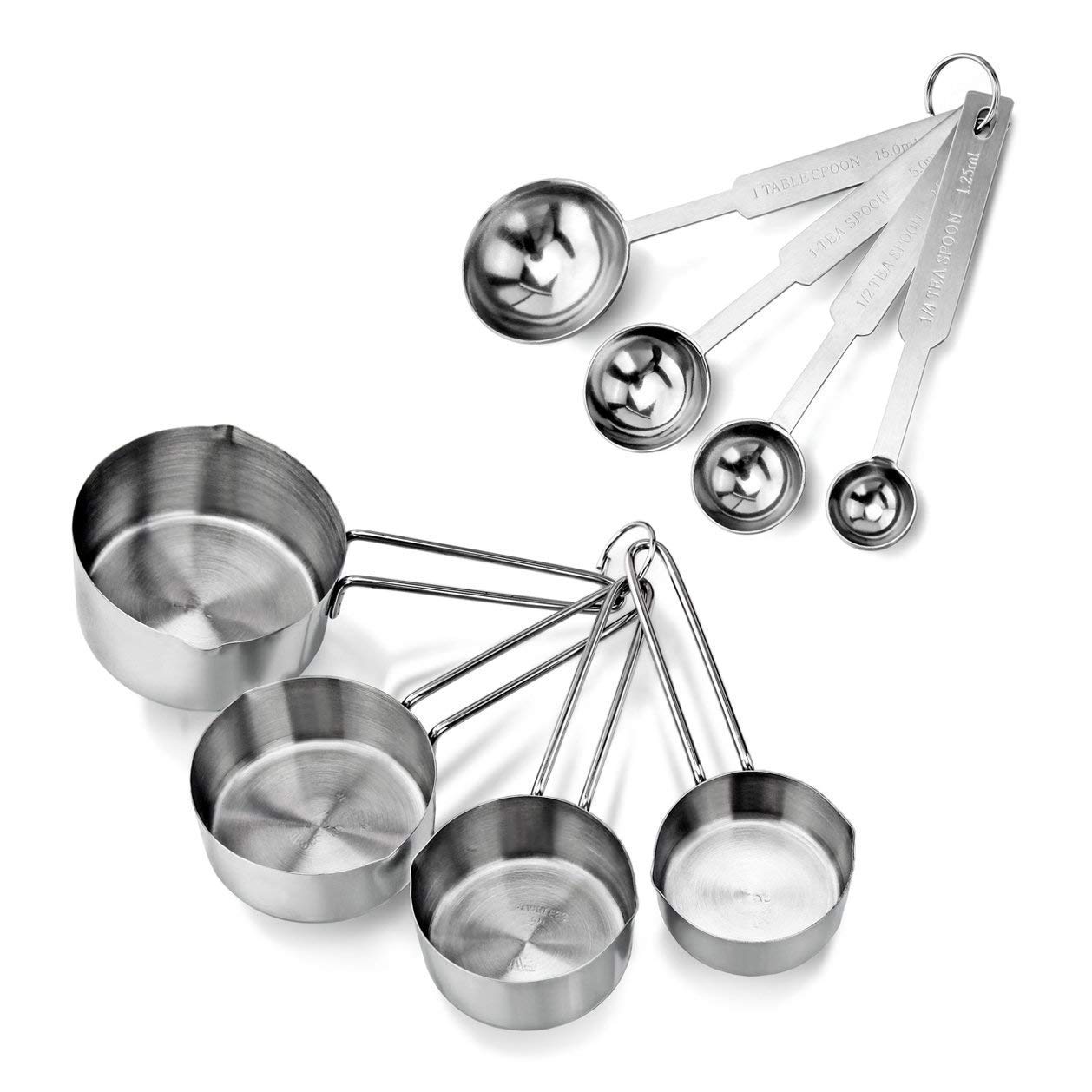 INKULTURE Stainless Steel Measuring Cups and Spoons Set for Perfect Baking