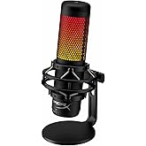 HyperX QuadCast S RGB USB Condenser Microphone for PC, PS4 and Mac, Anti-Vibration Shock Mount, Four Polar Patterns, Pop Filt