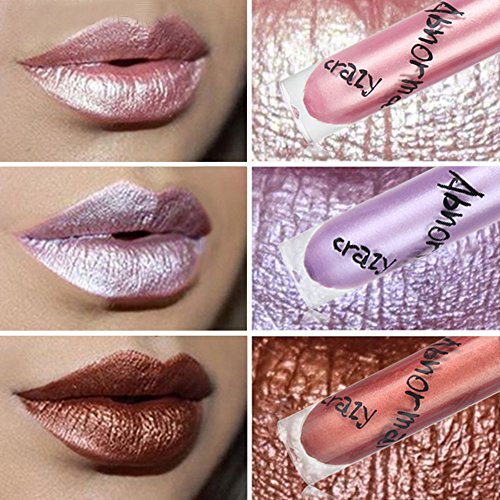 Lipglosse Lippenstift Set, VALUE MAKERS® Metallische Farben Matte Liquid Lipstick(Metallisches Korall-Rosa,Metallisches Flieder, Metallisches Kupfer / Rostrot) - 5