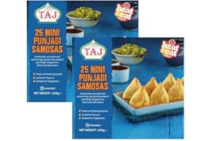 GENERIC Taj 25 Mini Punjabi Vegan Samosa Made with Real Ingredients Authentic Flavours Vegan Heat and Eat Frozen Crispy Tasty Snacks 600G Multiple Packs (Pack of 2, Mini Punjabi Samosa)