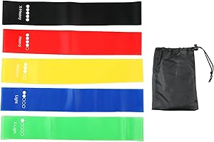 LROCOTANC Taśmy fitness [zestaw 5 sztuk] taśmy oporowe z 5 poziomami, 100% lateksowe taśmy fitness z niemiecką instrukcją ćwiczeń i torbą, idealne do budowania mięśni i jogi