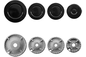 IGTOPS Gas-brenner Crown & Flammenkappe für Ofen Herd Herdplatte,Brenner-Set + Abdeckplane für Kochplatten,Brenner 8 Teile,Ofenherd Gasbrenner Krone Flamme Kappe Kit Gasherd Zubehör konkav Silber