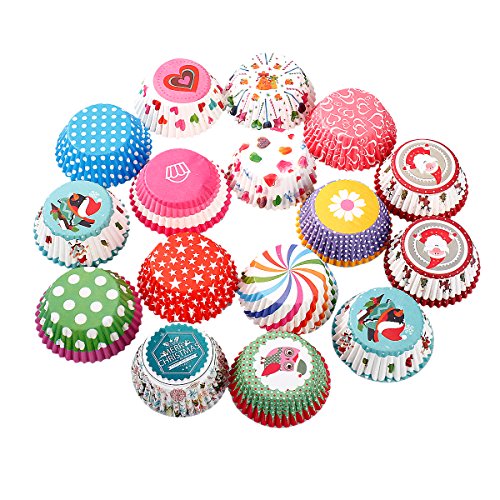 Butterme 100pack Muffin-Liner Kuchen-Zwischenlagen Papierbackförmchen Kuchen für Weihnachten Hochzeit Kuchen,Farbe radom