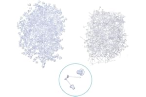 Qiuyan 500 Pairs (1000pcs) Plastic Earring Posts Clear Ear Pins and Silicone Rubber Backs Earnuts Earring Backs DIY Earrings Findings