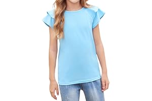 Arshiner Niña Camiseta Manga Ondulada Verano Manga Corta Tops Moda Casual Tshirts para Niñas 3-13 años