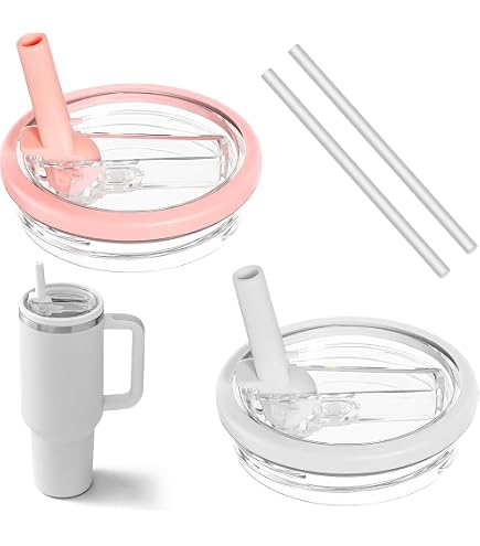Couvercle De Paille Réutilisable Pour Stanley Quencher 40 OZ - Kit Complet Avec 4 Pailles Et Brosse De Nettoyage (Blanc)