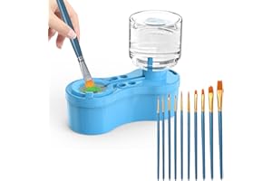 Baymate Nettoyant pour Pinceaux Kit avec Seau Nettoyant pour Pinceaux Peinture 10 Pièces Bleu Pinceaux de Peinture Brush Rinser Peinture Acrylique pour Acrylique