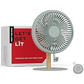 NUUK LIT v2 Cordless & Rechargeable 7 Inch Table Fan with Night Light & Remote Control | Auto Oscillation with 4 Wind Modes |