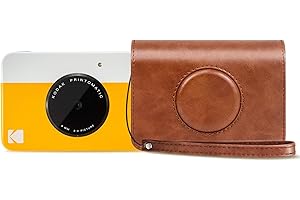 MUZIRI KINOKOO Printomatic Etui kompatybilne z aparatem i drukarką Kodak Printomatic retro, etui ochronne, skóra PU, z paskiem na nadgarstek, brązowe, Brązowy, Printomatic, etui do drukarki