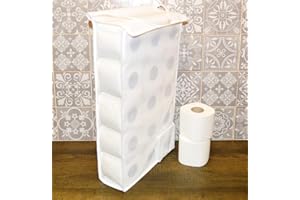 ROLLIE HOLDIES Large Hanging Toilet Roll Holder Organiser Storage bathroom fabric storage dispenser (White)