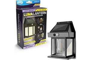 JML Solar Powered Outdoor Luma Lantern - LED Garden Lights with Motion Sensor, Wireless Mounted Wall Light with 3 Settings - Traditional Outdoor Wall Lights for Patio, Driveway & Garden