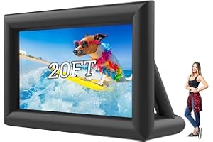 PPXIA Schermo di film gonfiabile per esterni Mega schermo proiettore con aria ventilatore, cravatte, kit di riparazione e borse di stoccaggio, feste, cinema (20 piedi)