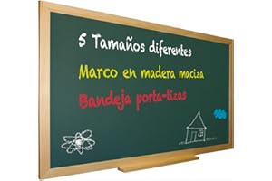 ALAPIZARRA Pizarra verde para tiza con marco madera natural de pino incluye bandeja cajetín. Ideal para la decoración infantil en habitación de niños, hogar, casa, cocinas, oficinas (128 x 90)