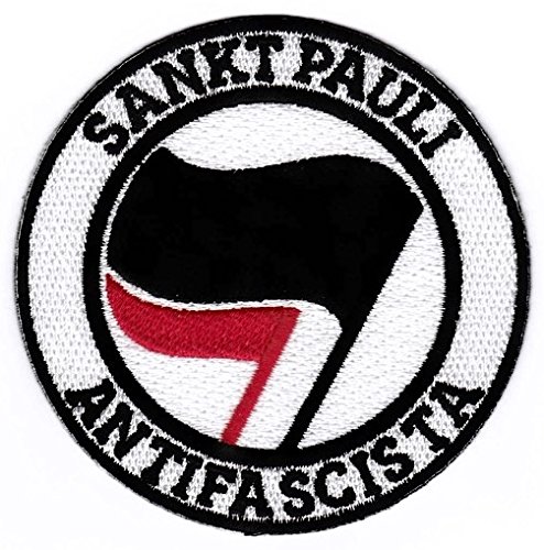 St Pauli Hamburg Iron on Sew on Embroidered Badge Applique Motif Patch "Antifascista"