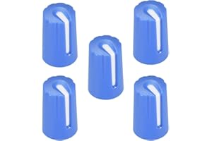 sourcing map Perillas de tipo D del potenciómetro de 6mm para Botones de tono de volumen de guitarra azul blanco, 5uds