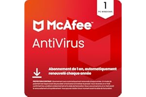 McAfee Antivirus 2025 |12 Mois | Protection en temps réel des ordinateurs | automatiquement renouvelé chaque année | Téléchargement numérique