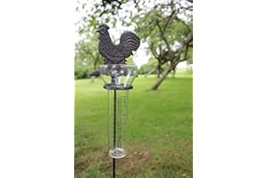 GEKO Cast Iron and Glass Garden Rain Gauge Chicken Home Decoration