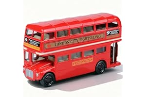 JhavexToy Mini Bus Spielzeug,DoppelstockLegierung Bus, Spielzeugauto-Modell, Rot Spielzeugauto, Buses Modell Spielzeugautos Set für Freunde und Kinder Lernspiel Geburtstagsparty Geschenk