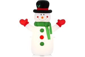 Celebright Muñeco de nieve inflable para Navidad – Decoración de porche iluminada con LED brillante para interiores y exteriores – Piquetas incluidas para uso en el jardín, 100 cm (3,3 pies)