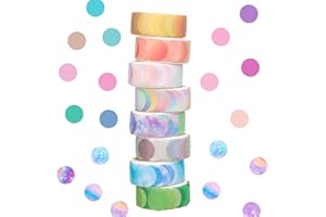 DONQL 8 rollos de pegatinas de lunares, pegatinas de scrapbooking, pegatinas de lunares de colores y cinta de papel, cinta decorativa, 800 puntos, 14 mm de diámetro