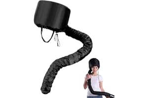 GHEART Gorro Tipo Casco para Secador de Pelo,Gorro Tipo Casco para Secar el Pelo,Casco de Secado para Secador de Pelo,Gorra de Secado de Pelo Ortátil,para Peinar/Rizar y Acondicionar Profundamente (Negro)