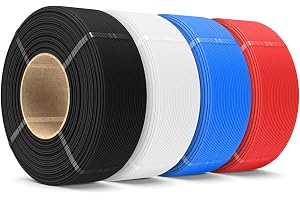 SUNLU PLA-filament, påfyllning för 3D-skrivare, 1,75 mm, 4 kg, paket, utan spole, matt, refill för återanvändbara spolar, kompatibelt med Bambu Lab-skrivare, svart/vit/blå/röd, 1 kg/rulle