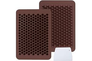 Webake Lot de 2 moules en silicone pour pépites de chocolat, 202 cavités, conformité LFGB 2, biologique, produits non laitiers, minigomme, ganache; pour décoration de gâteaux (1 grattoir inclus)