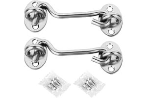 MEAFENG 2 Pack Hook and Eye Latch Stainless Steel Heavy Duty Privacy Lock for Sliding Barn Door (3 Inch)