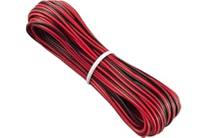 URCIANOW 22awg 15m Fil Electrique 12V Câble d'Extension LED 0,2mm 2 Fils Rouge/Noir Pour Ruban LED, Bricolage Électronique
