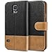 Produktbild BEZ® Hülle für Samsung Galaxy S5 Handyhülle, Handytasche Schutzhülle Kompatibel für Samsung Galaxy S5 / S5 Neo Hülle, Tasche [Stoff und PU Leder] mit Kreditkartenhaltern - Schwarz