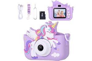 Envyvip Camera for Kids Age 3-8, Toddler Kids Digital Camera Christmas Birthday Gifts for 3 4 5 6 7 8 Years Old Boys Girls, Selfie Video Camera Toy, HD 1080P, 32GB SD Card (Purple)