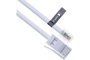KEPLE BT Phone Line Plug to RJ11 Crossover Telephone Cable Extension | Lead Cord for Modem FAX SKY box Virgin Hub | British UK BT Socket 4 Wire | White – 2m