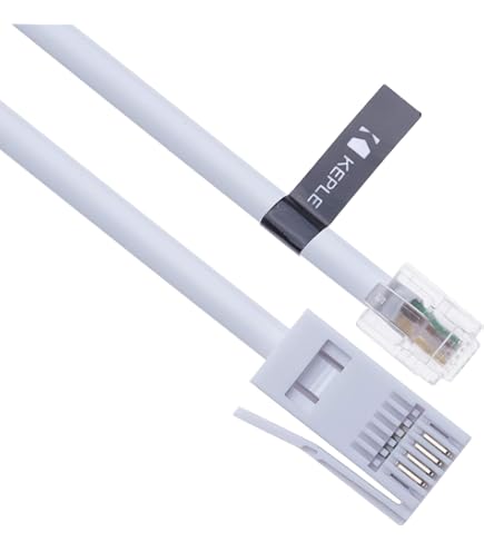 Ancable Cavo Telefonico Piatto BT A RJ11 6P2C 10 Metri - Estensione Per Modem, Fax E Sky Telehone, Bianco